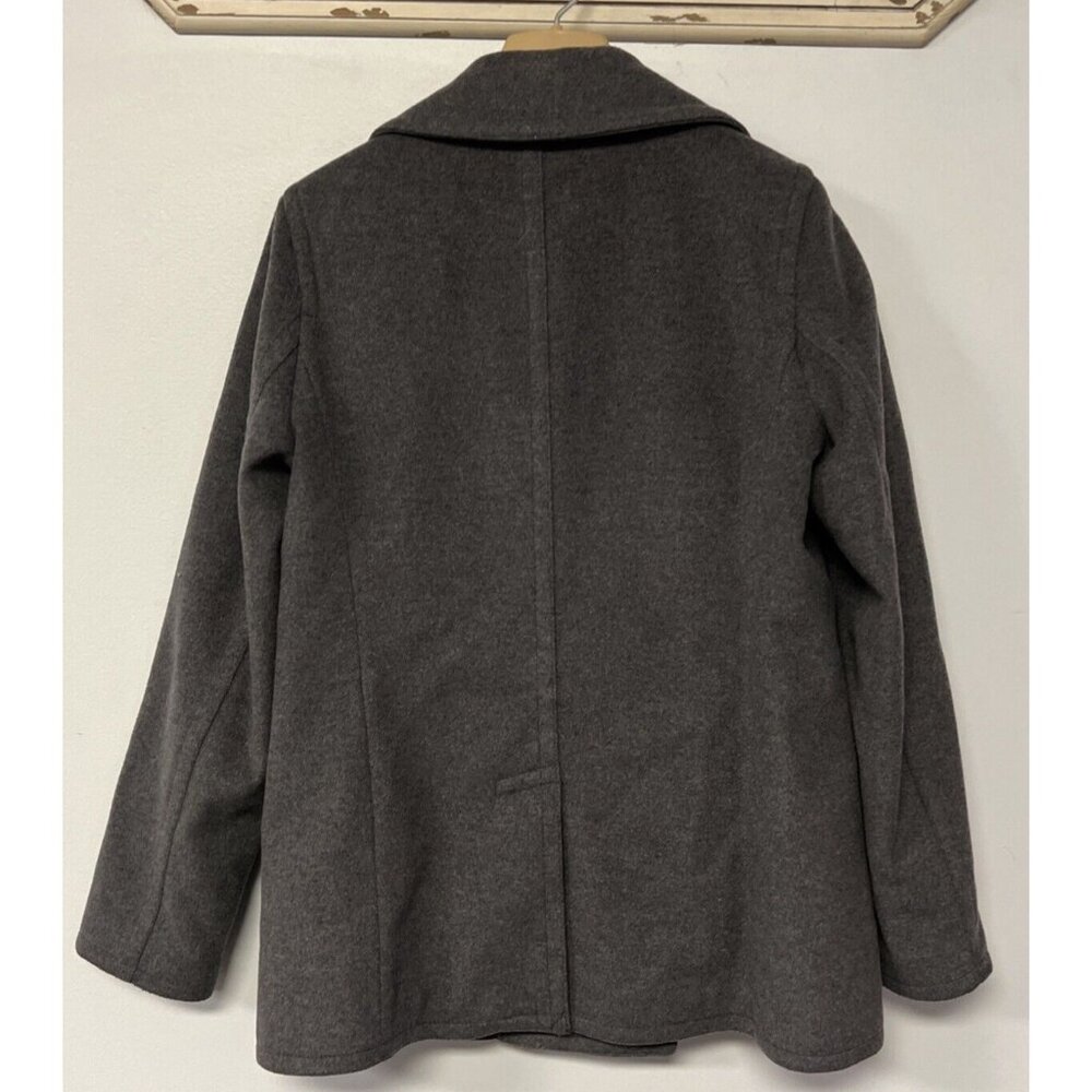 Gap Gray Wool Pea Coat Double Breasted Jacket Medium - Picture 2 of 8